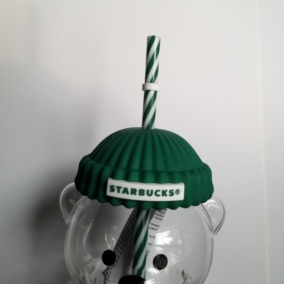 Starbucks Green and Clear Bear Glass Tumbler - Picture 5 of 6
